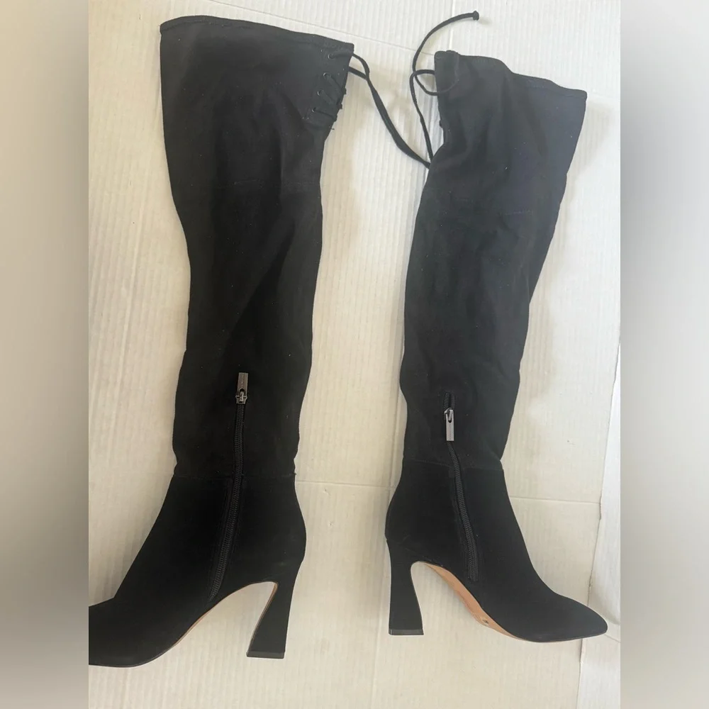 New Vince Camuto Taplana Thigh High Over the knee Black Suede Boots 5‎